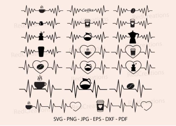 20 Coffee Heartbeat Svg for Embroidery Projects